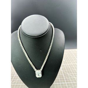 Vintage Yves Saint Laurent  Rhinestone necklace with Large Emerald Cut Rhineston